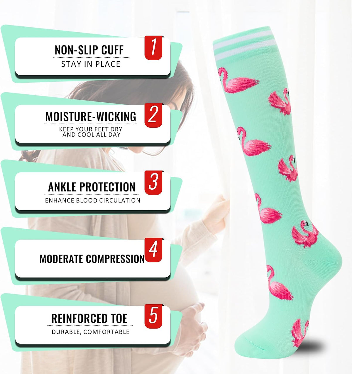 Compression Socks for Women Men 3 Pairs Graduated Compression Support Circulation Socks for Nurses