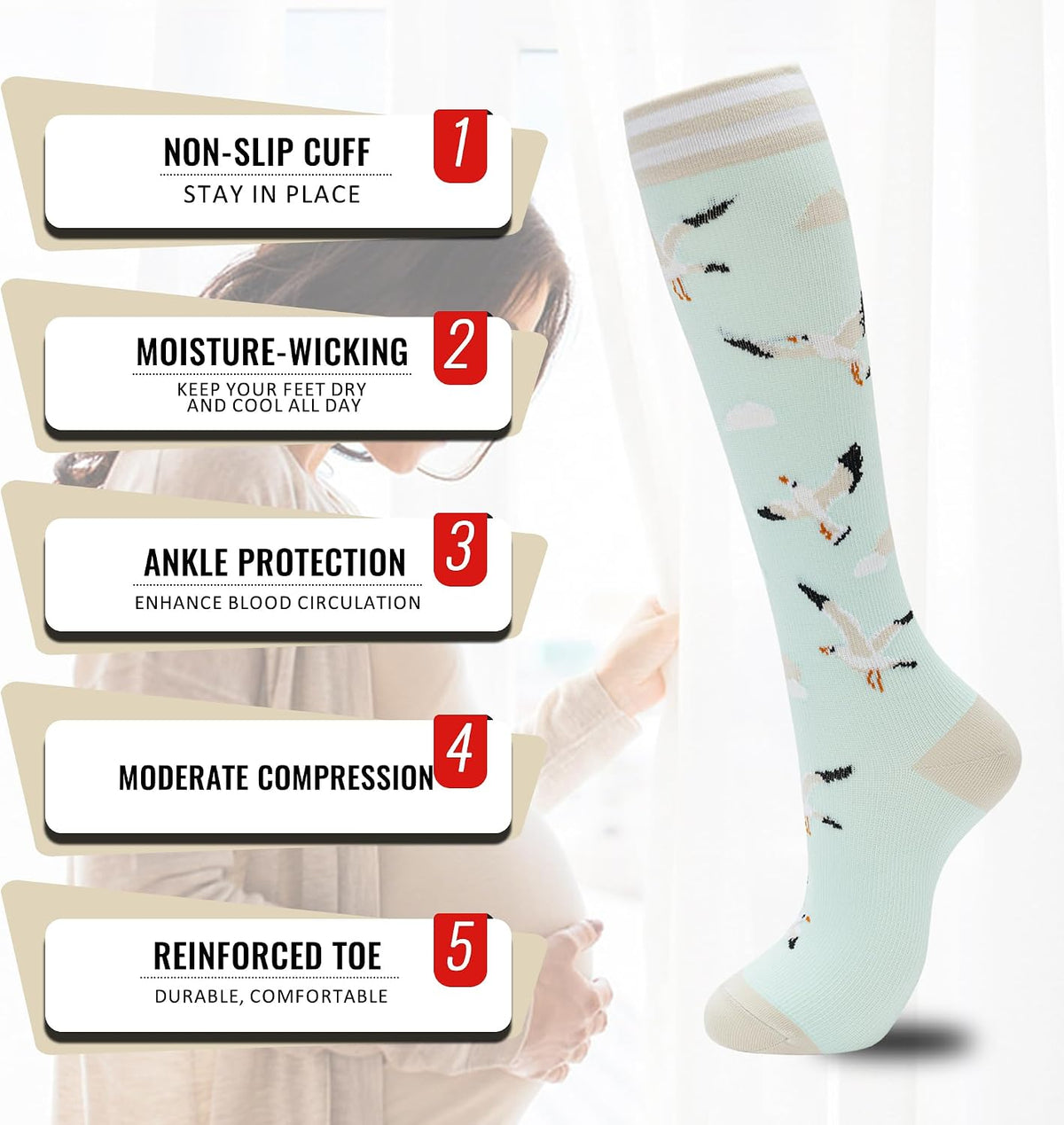 Compression Socks for Women Men 3 Pairs Graduated Compression Support Circulation Socks for Nurses