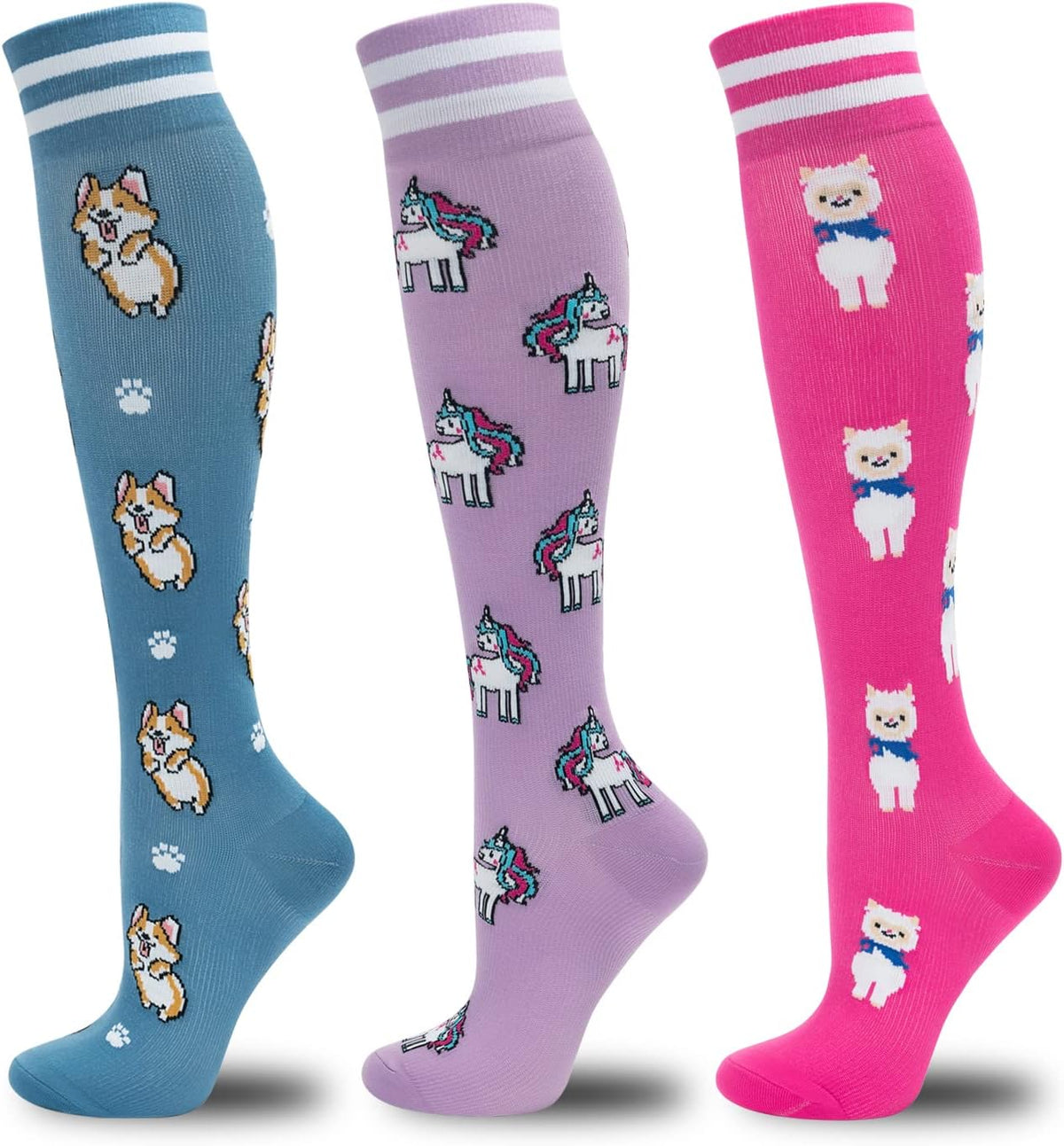 Compression Socks for Women Men 3 Pairs Graduated Compression Support Circulation Socks for Nurses