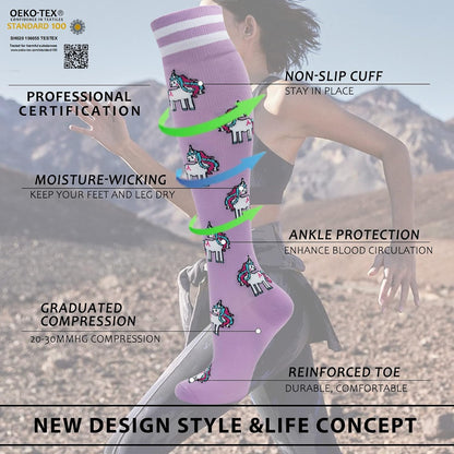 Compression Socks for Women Men 3 Pairs Graduated Compression Support Circulation Socks for Nurses