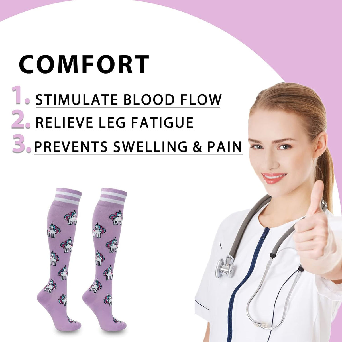 Compression Socks for Women Men 3 Pairs Graduated Compression Support Circulation Socks for Nurses