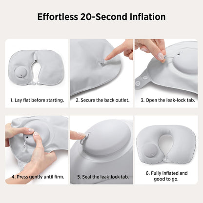 Travel Blanket Set with Inflatable Neck Pillow and Eye Mask, Grey