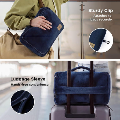 Travel Blanket Set with Inflatable Neck Pillow and Eye Mask, Grey