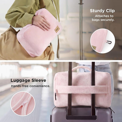Travel Blanket Set with Inflatable Neck Pillow and Eye Mask, Grey