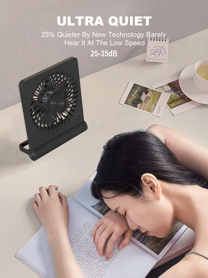 Desk Fan, Rechargeable Battery Operated, 3 Speeds Ultra Quiet Strong Wind