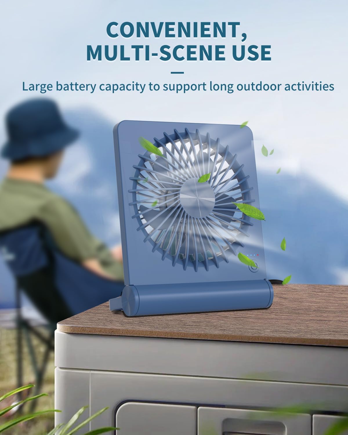 Desk Fan, Rechargeable Battery Operated, 3 Speeds Ultra Quiet Strong Wind