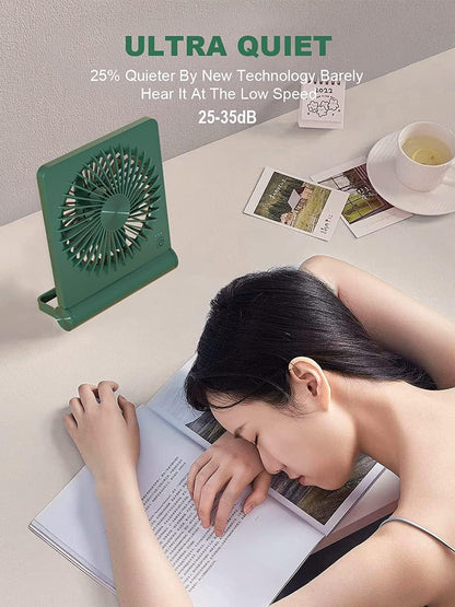 Desk Fan, Rechargeable Battery Operated, 3 Speeds Ultra Quiet Strong Wind