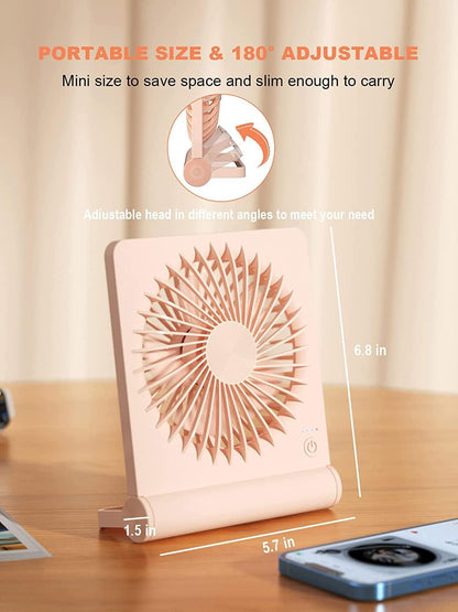 Desk Fan, Rechargeable Battery Operated, 3 Speeds Ultra Quiet Strong Wind