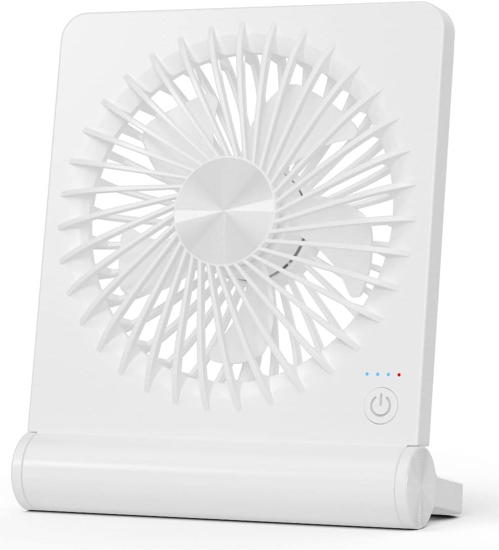 Desk Fan, Rechargeable Battery Operated, 3 Speeds Ultra Quiet Strong Wind