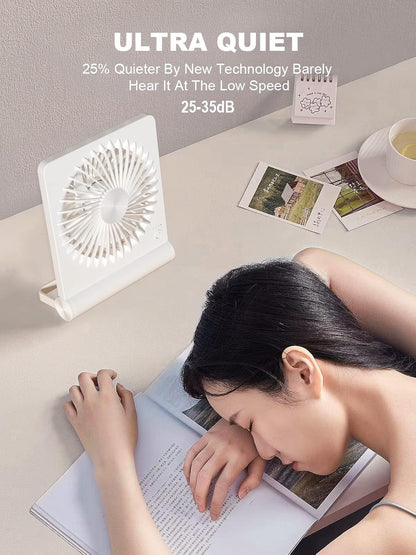 Desk Fan, Rechargeable Battery Operated, 3 Speeds Ultra Quiet Strong Wind