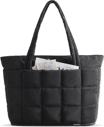 Expandable Tote Bag for Women, Puffer Work Tote Travel Bag