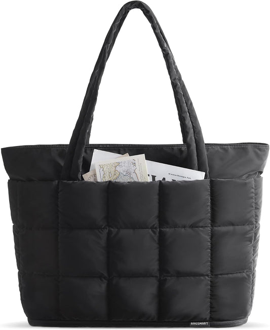 Expandable Tote Bag for Women, Puffer Work Tote Travel Bag