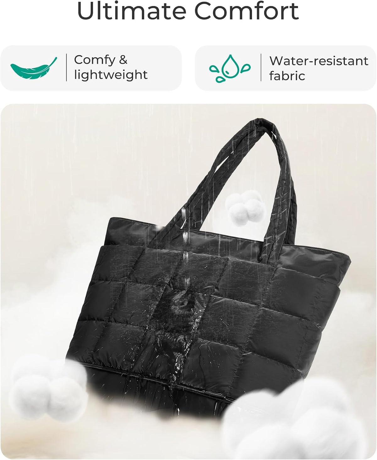 Expandable Tote Bag for Women, Puffer Work Tote Travel Bag