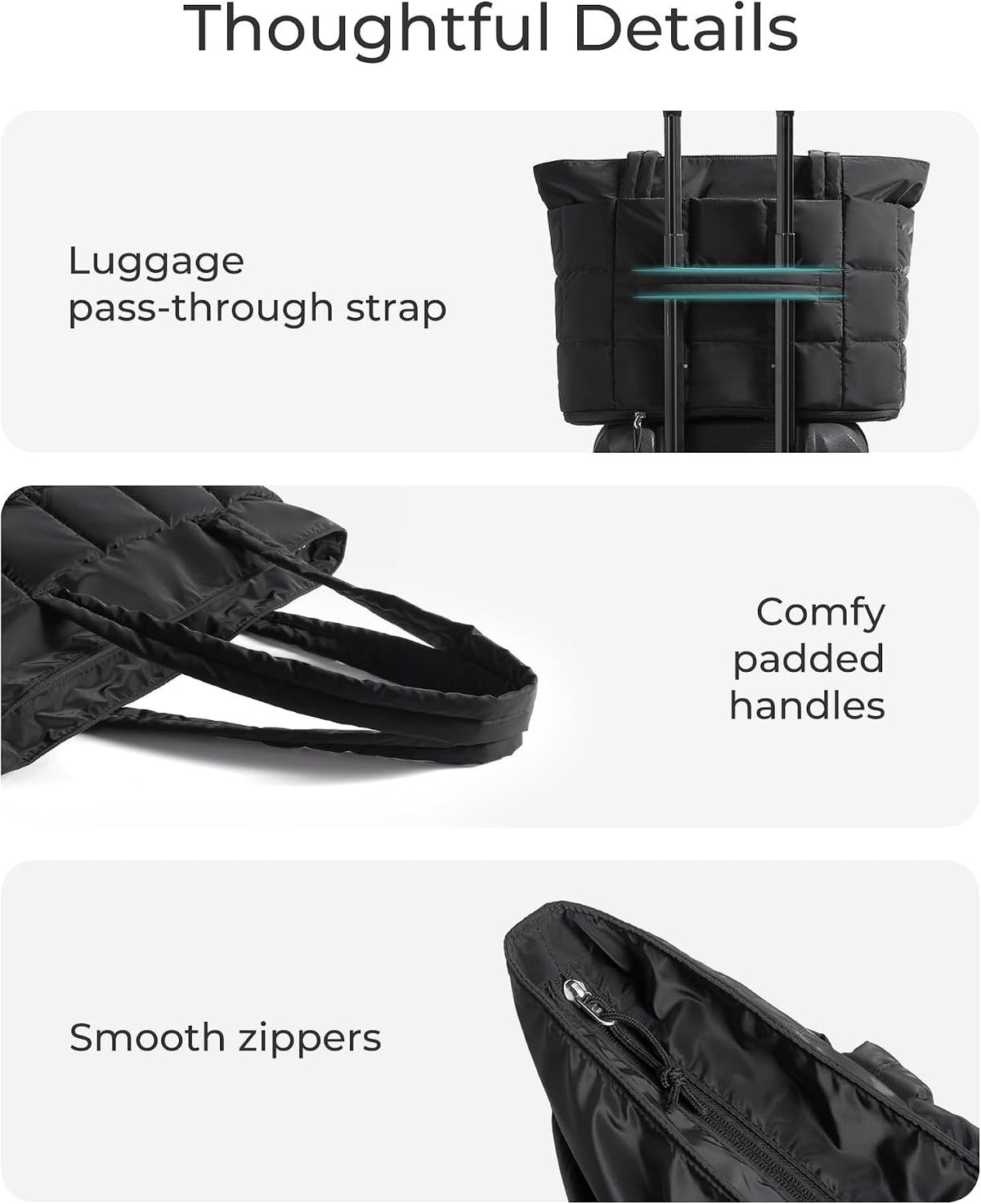 Expandable Tote Bag for Women, Puffer Work Tote Travel Bag