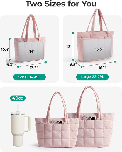 Expandable Tote Bag for Women, Puffer Work Tote Travel Bag