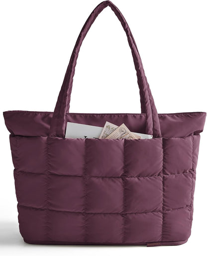 Expandable Tote Bag for Women, Puffer Work Tote Travel Bag