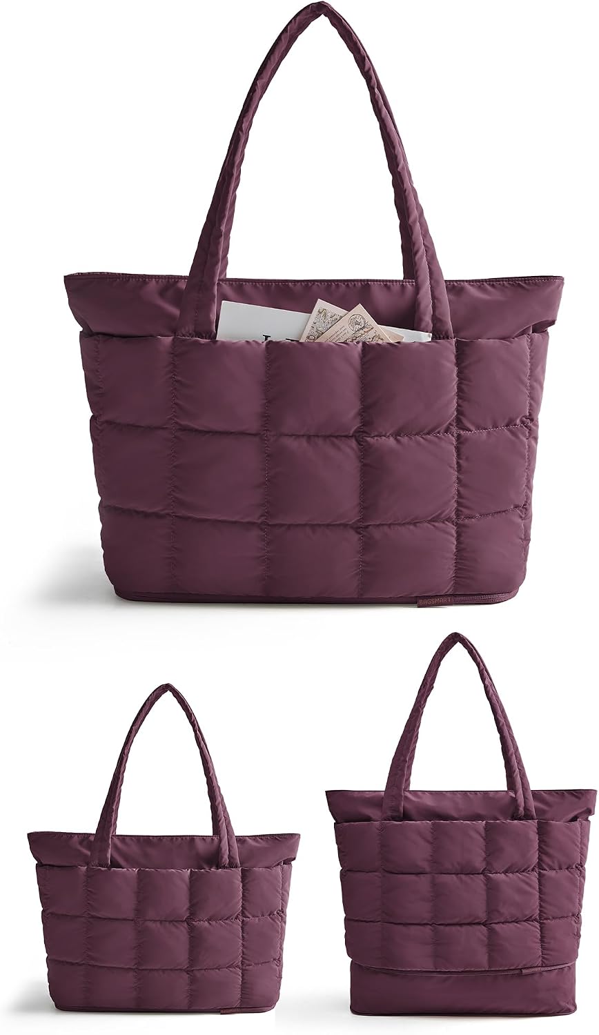 Expandable Tote Bag for Women, Puffer Work Tote Travel Bag