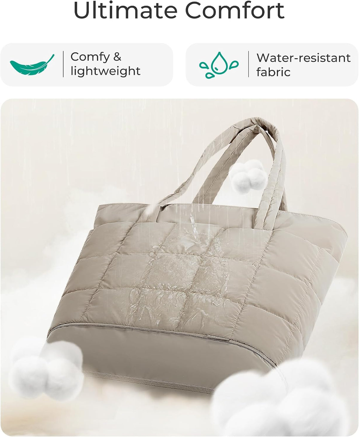 Expandable Tote Bag for Women, Puffer Work Tote Travel Bag