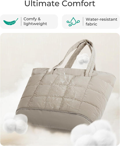 Expandable Tote Bag for Women, Puffer Work Tote Travel Bag