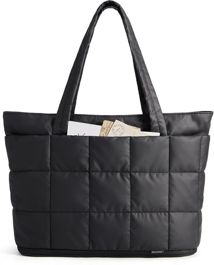 Expandable Tote Bag for Women, Puffer Work Tote Travel Bag