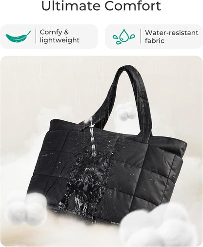 Expandable Tote Bag for Women, Puffer Work Tote Travel Bag