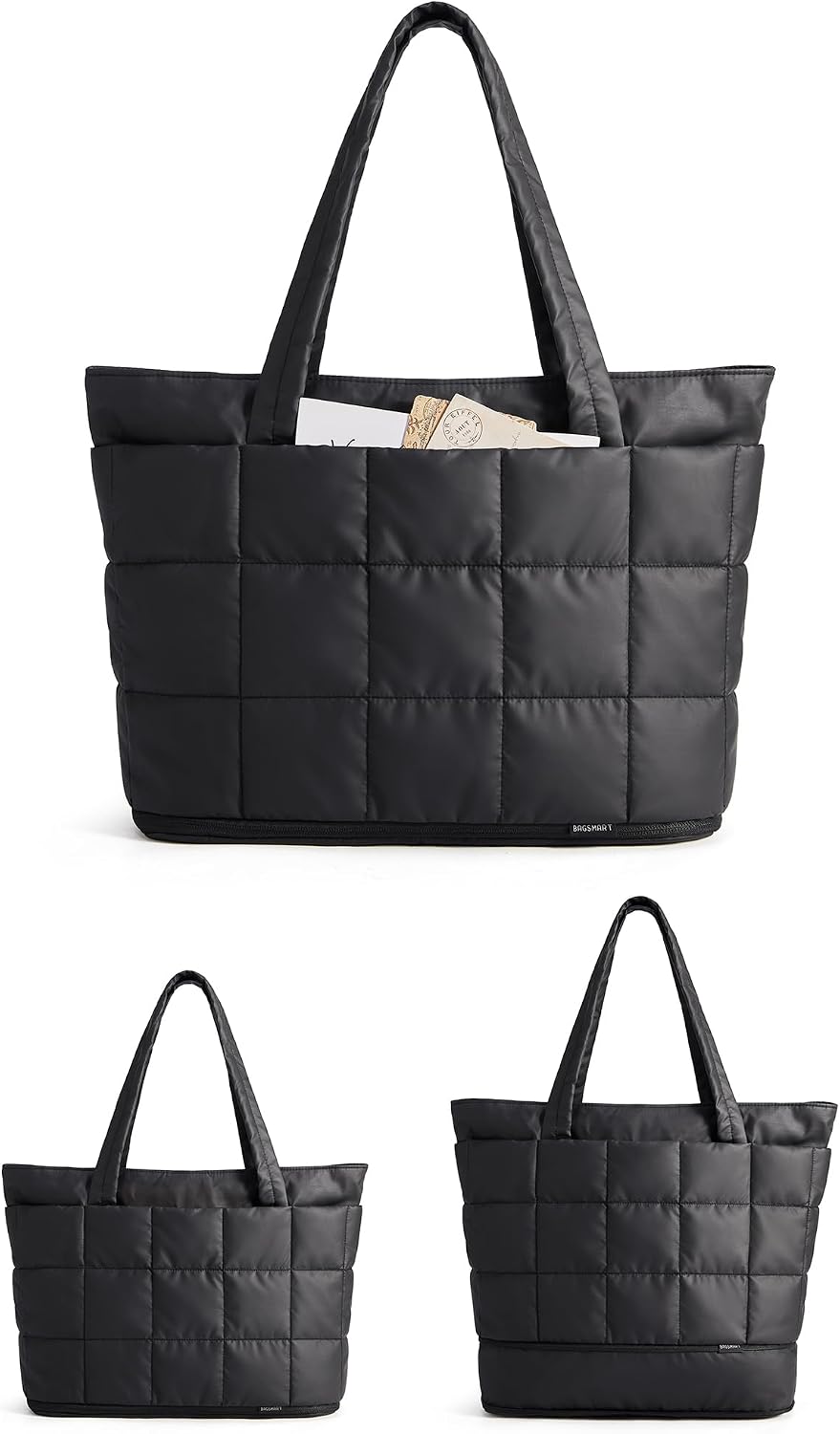 Expandable Tote Bag for Women, Puffer Work Tote Travel Bag