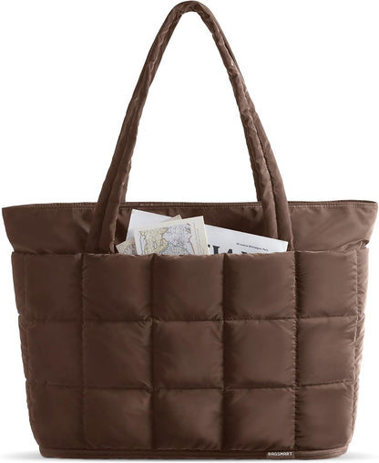 Expandable Tote Bag for Women, Puffer Work Tote Travel Bag