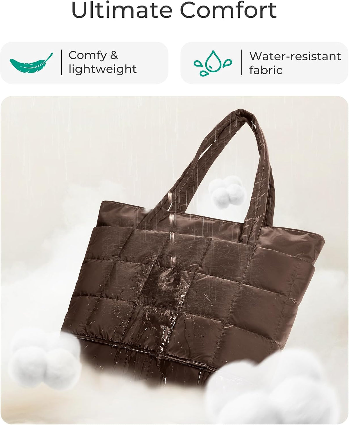 Expandable Tote Bag for Women, Puffer Work Tote Travel Bag