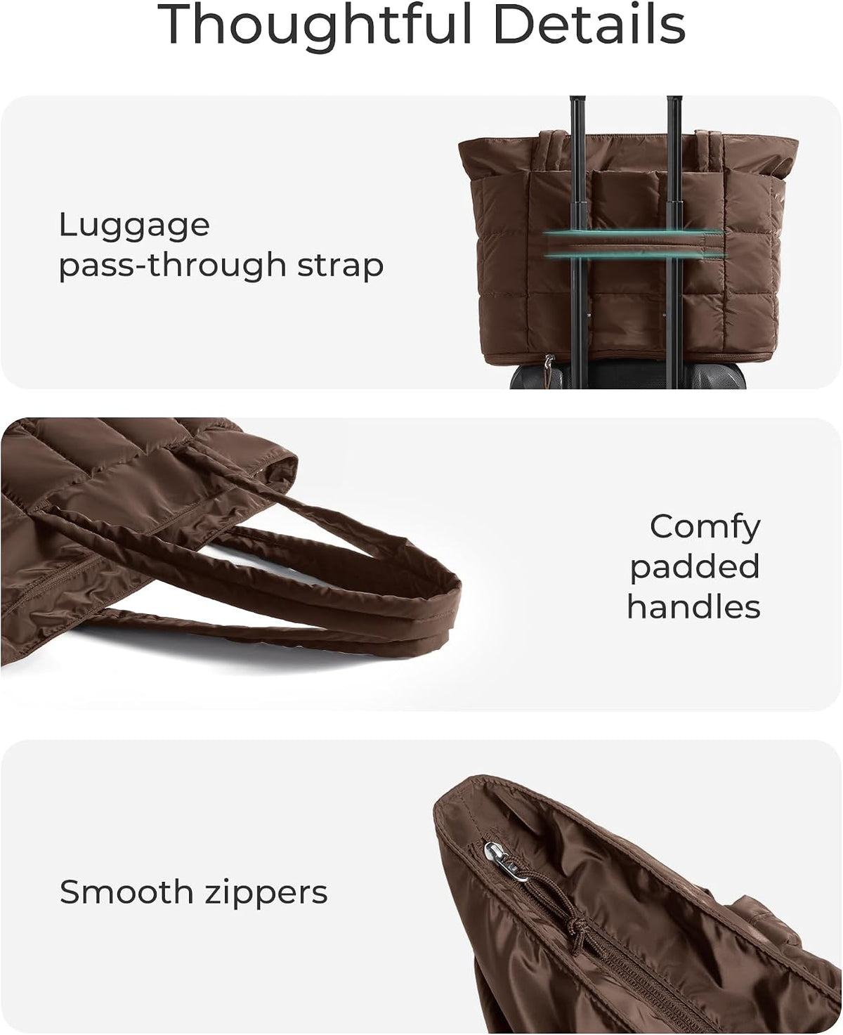 Expandable Tote Bag for Women, Puffer Work Tote Travel Bag