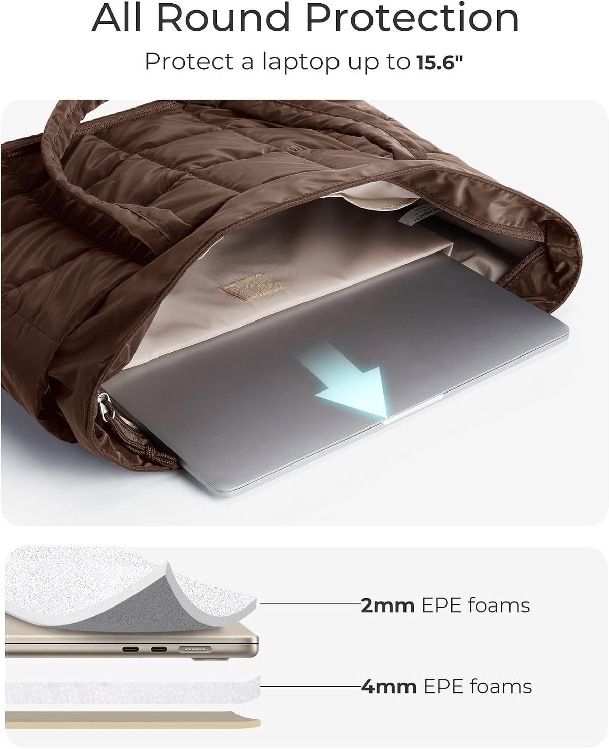 Expandable Tote Bag for Women, Puffer Work Tote Travel Bag