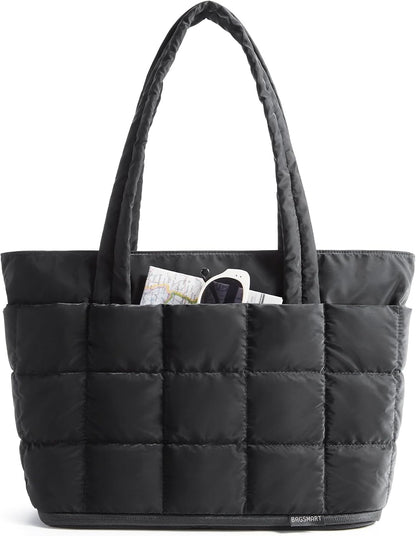 Expandable Tote Bag for Women, Puffer Work Tote Travel Bag