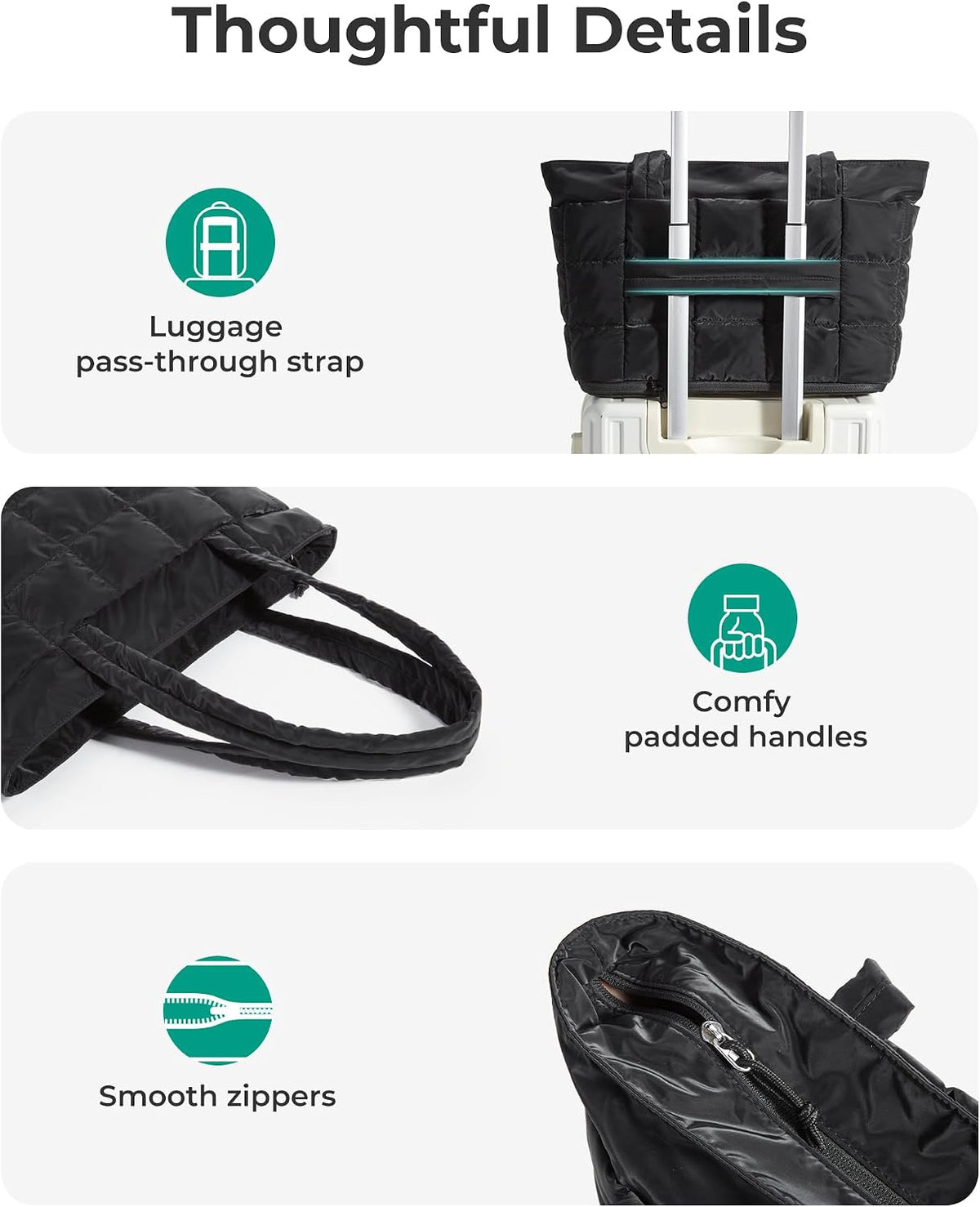 Expandable Tote Bag for Women, Puffer Work Tote Travel Bag