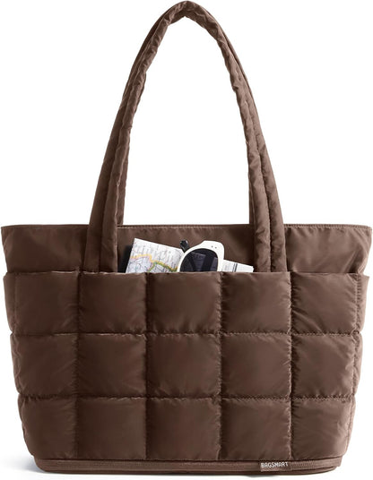 Expandable Tote Bag for Women, Puffer Work Tote Travel Bag