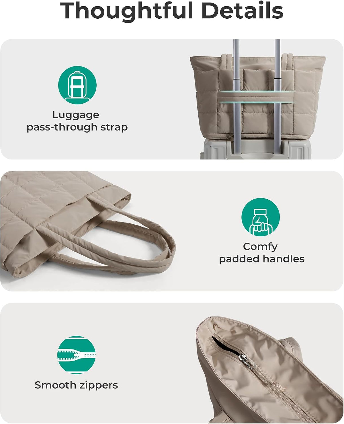 Expandable Tote Bag for Women, Puffer Work Tote Travel Bag
