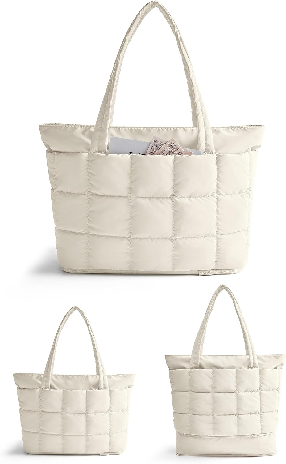 Expandable Tote Bag for Women, Puffer Work Tote Travel Bag