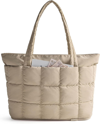 Expandable Tote Bag for Women, Puffer Work Tote Travel Bag
