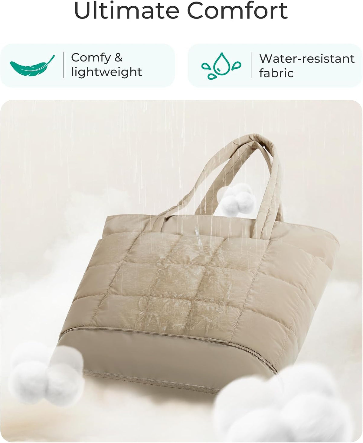 Expandable Tote Bag for Women, Puffer Work Tote Travel Bag