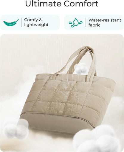 Expandable Tote Bag for Women, Puffer Work Tote Travel Bag