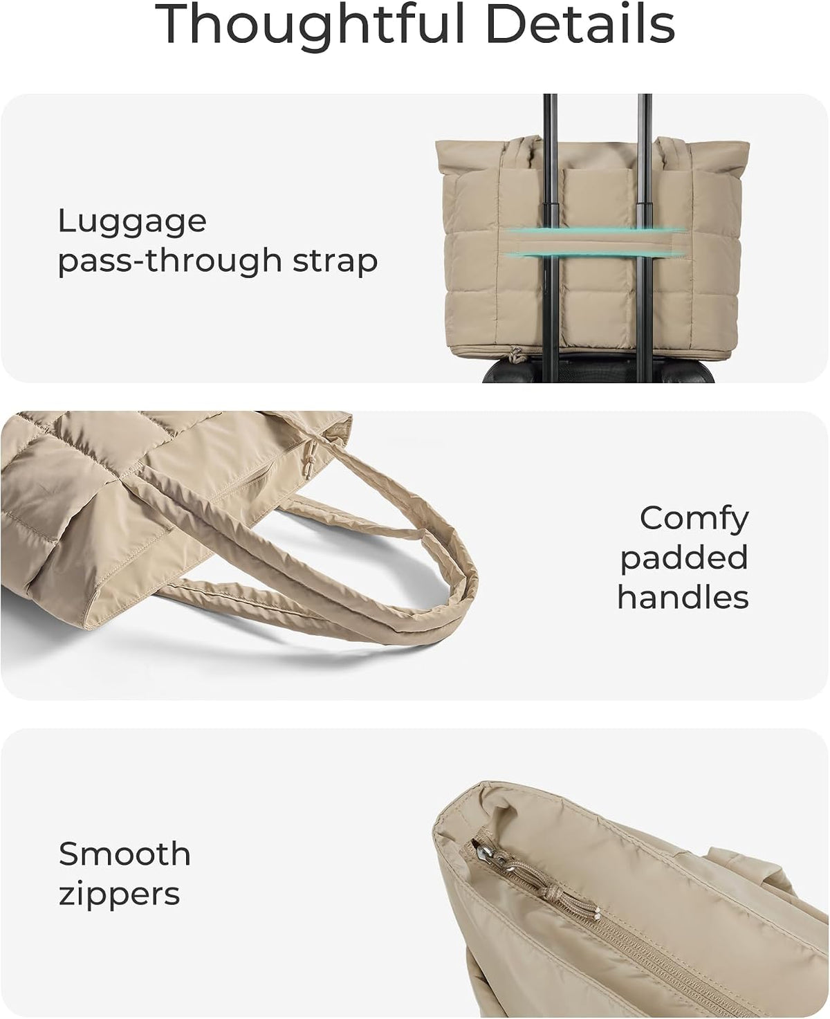 Expandable Tote Bag for Women, Puffer Work Tote Travel Bag