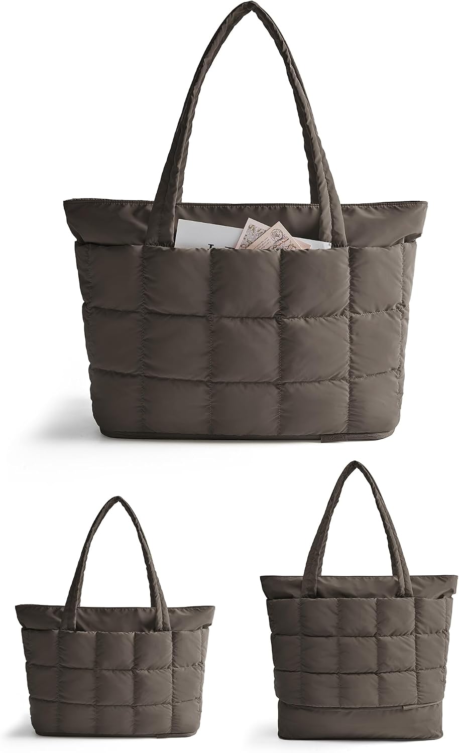 Expandable Tote Bag for Women, Puffer Work Tote Travel Bag