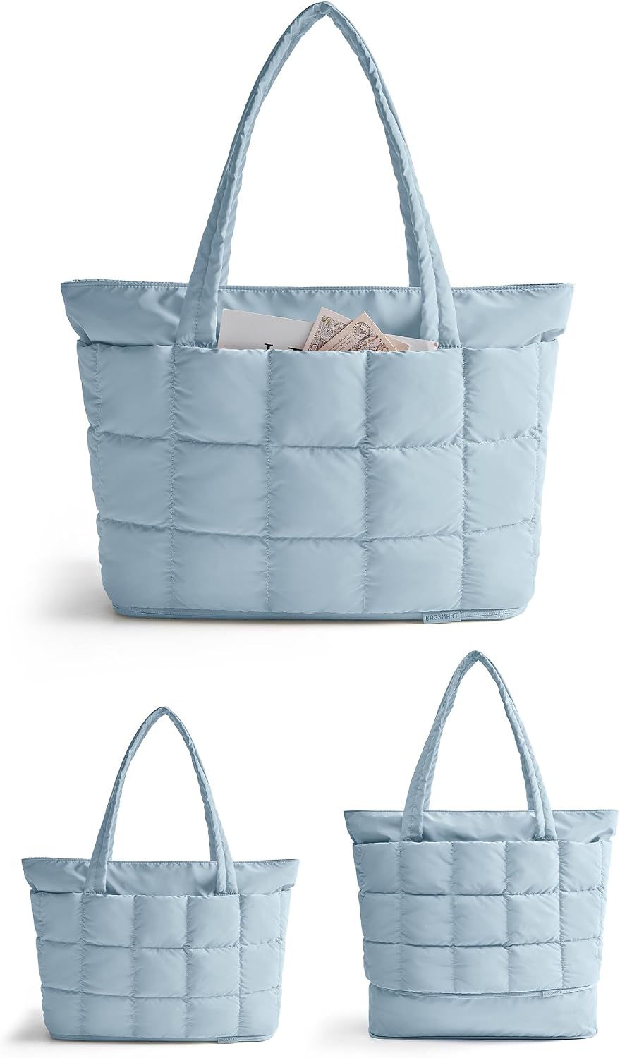 Expandable Tote Bag for Women, Puffer Work Tote Travel Bag