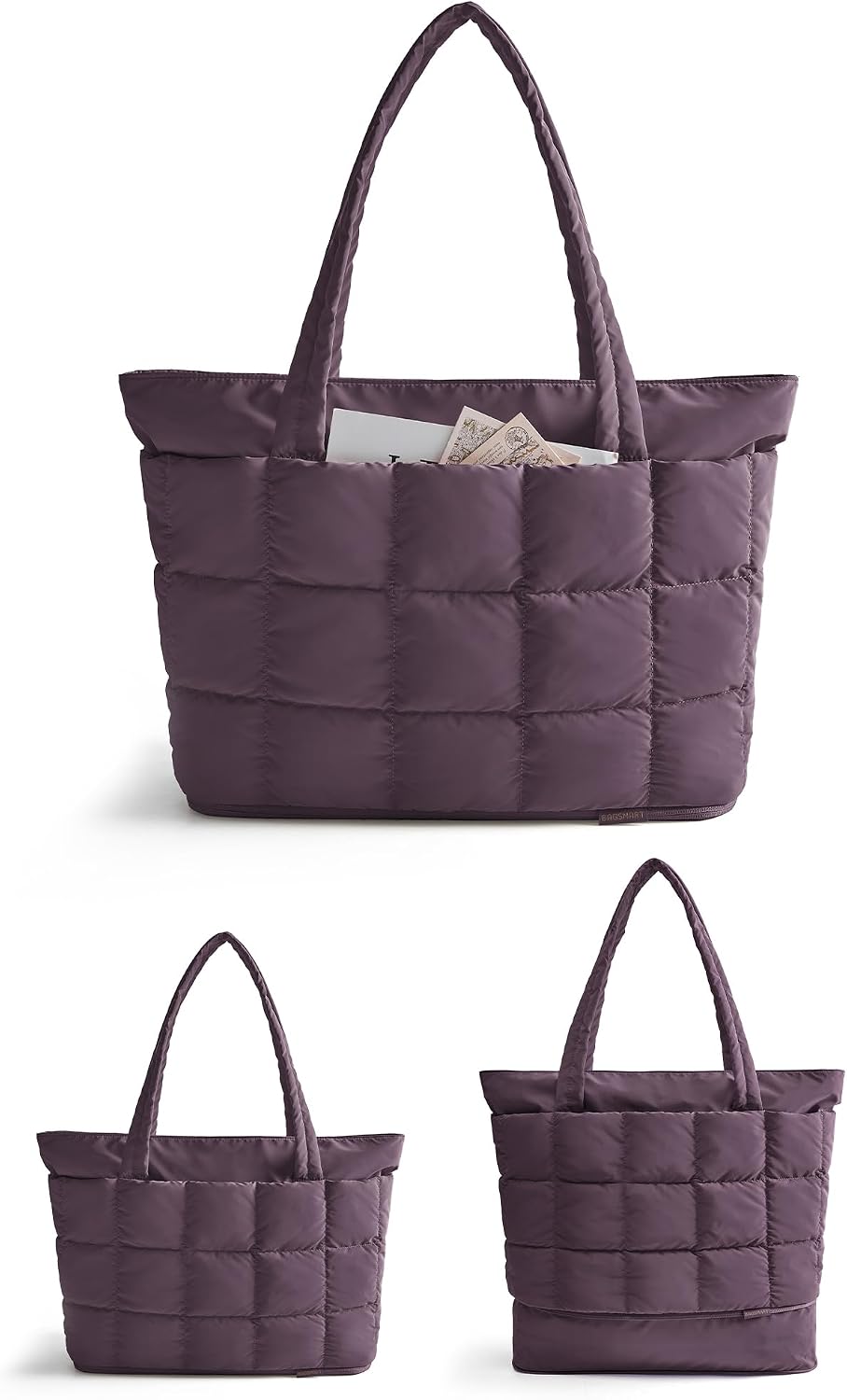 Expandable Tote Bag for Women, Puffer Work Tote Travel Bag