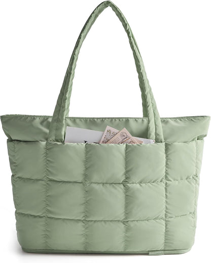 Expandable Tote Bag for Women, Puffer Work Tote Travel Bag
