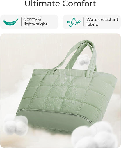 Expandable Tote Bag for Women, Puffer Work Tote Travel Bag
