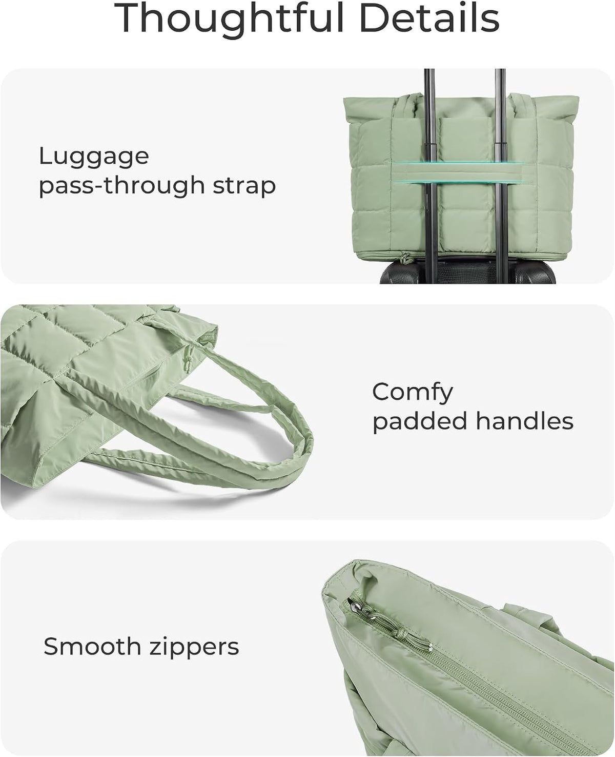 Expandable Tote Bag for Women, Puffer Work Tote Travel Bag