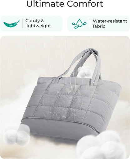 Expandable Tote Bag for Women, Puffer Work Tote Travel Bag