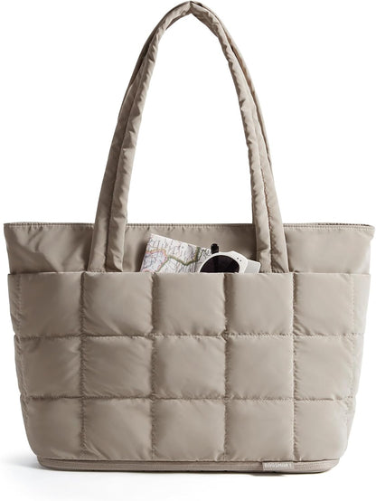 Expandable Tote Bag for Women, Puffer Work Tote Travel Bag