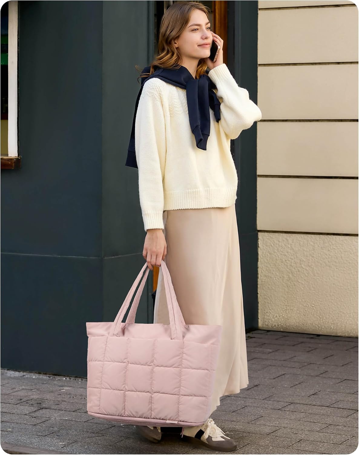 Expandable Tote Bag for Women, Puffer Work Tote Travel Bag