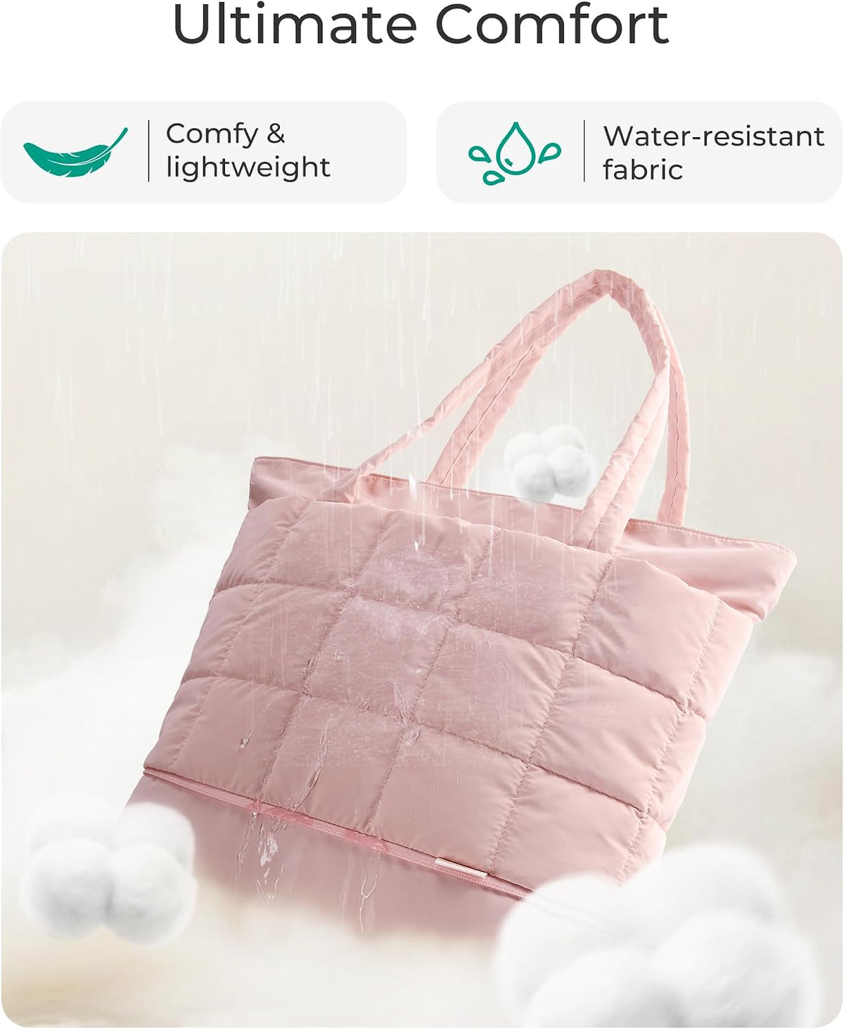 Expandable Tote Bag for Women, Puffer Work Tote Travel Bag
