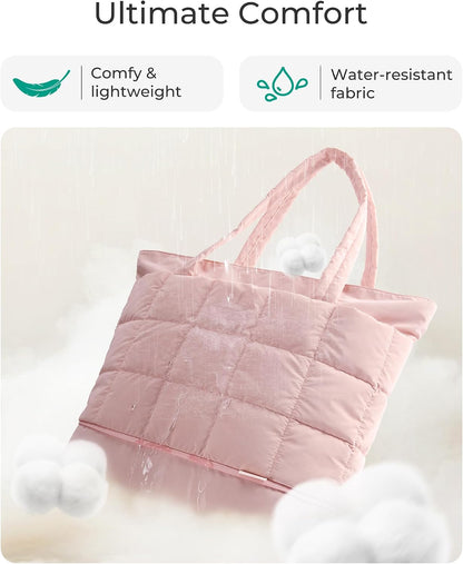 Expandable Tote Bag for Women, Puffer Work Tote Travel Bag